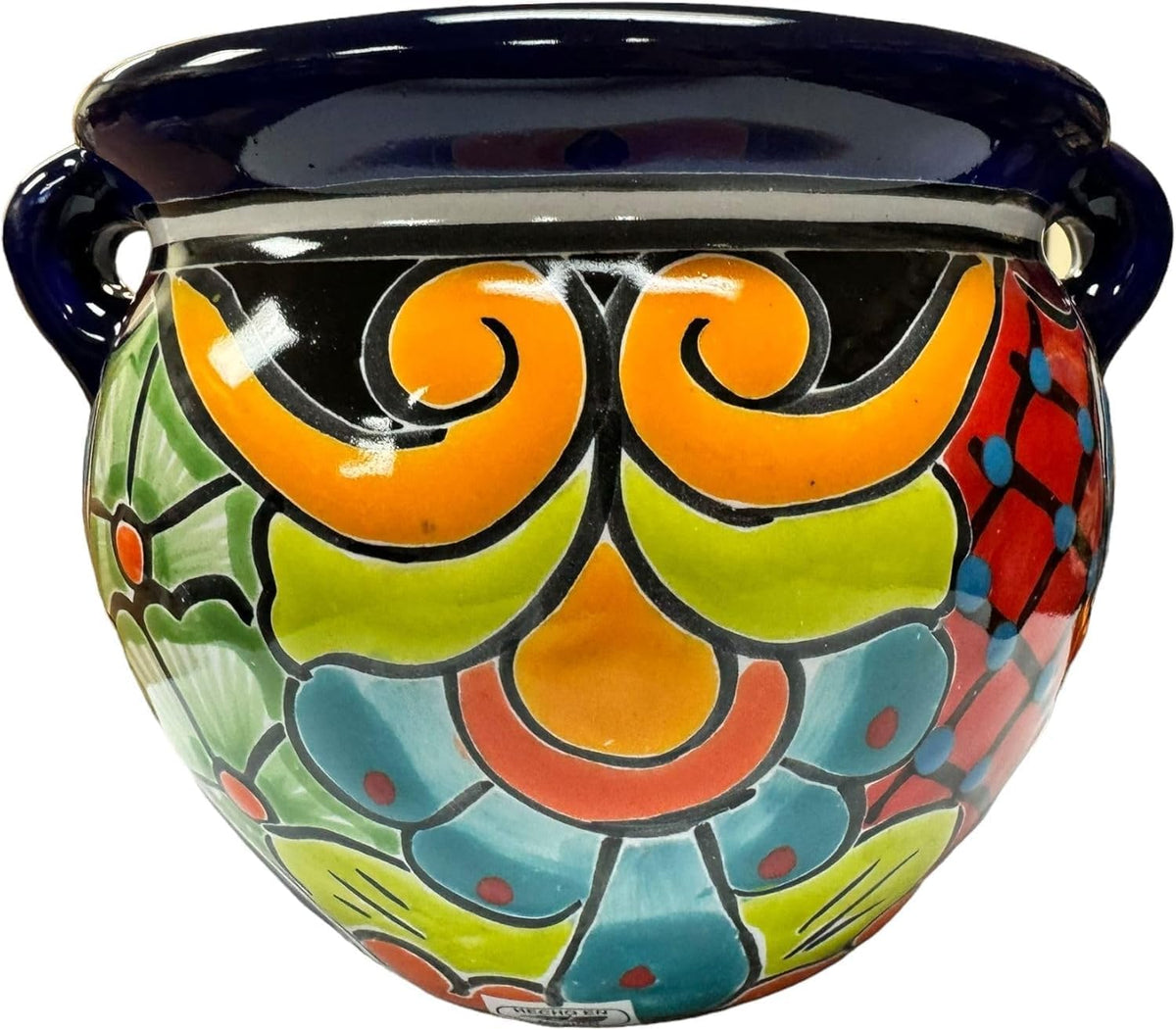 Talavera Michoacana Planter Pot Multicolor Folk Art Mexican Pottery Hand Painted Outdoor Indoor