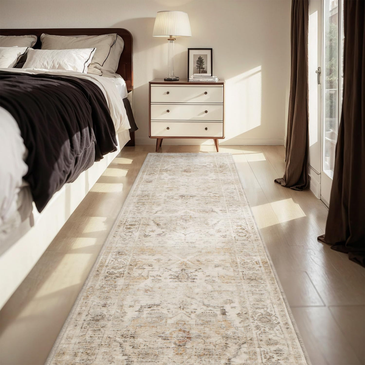 AMOAMI-2X6 Runner Rug-Washable Runners for Hallways-Soft Non Slip Bedside Rugs for Bedroom-Vintage