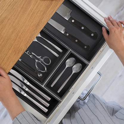 Bamboo Drawer Organizer - Kitchen Utensil Organizer Silverware Tray Cutlery Holder，Office Desk