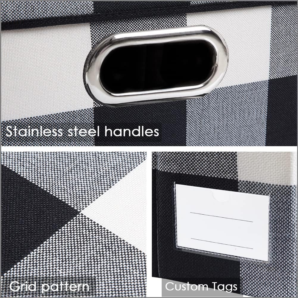 PRANDOM Large Collapsible Storage Bins with Lids [3-Pack] Fabric Foldable Storage Boxes Organizer