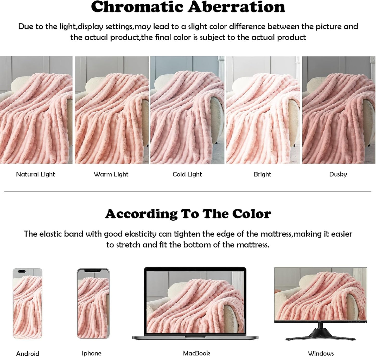 NEWCOSPLAY Faux Fur Throw Blanket Pink Bubble Blanket Thick Warm Soft for Couch Sofa Bed 550GSM