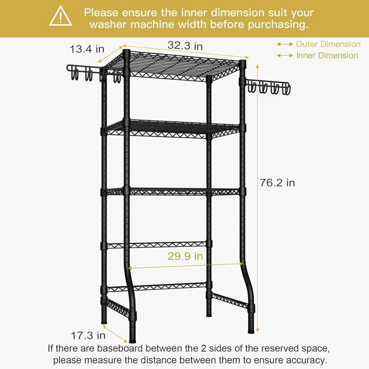 Ulif U8 Medium Laundry Room Storage Organizer, Over the Washer and Dryer Storage Shelves for
