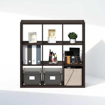 Furinno Cubic Extra Thick 9-Cube Closet Organizers and Storage, Dark Oak