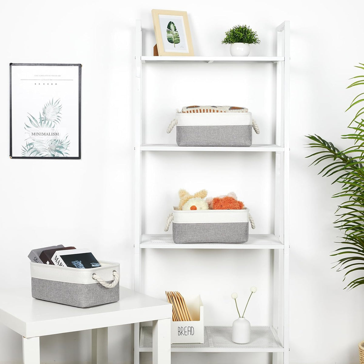 Bidtakay Small Baskets Fabric Storage Baskets for Organizing 3-Pack 12x8x5 Inch Collapsible Storage