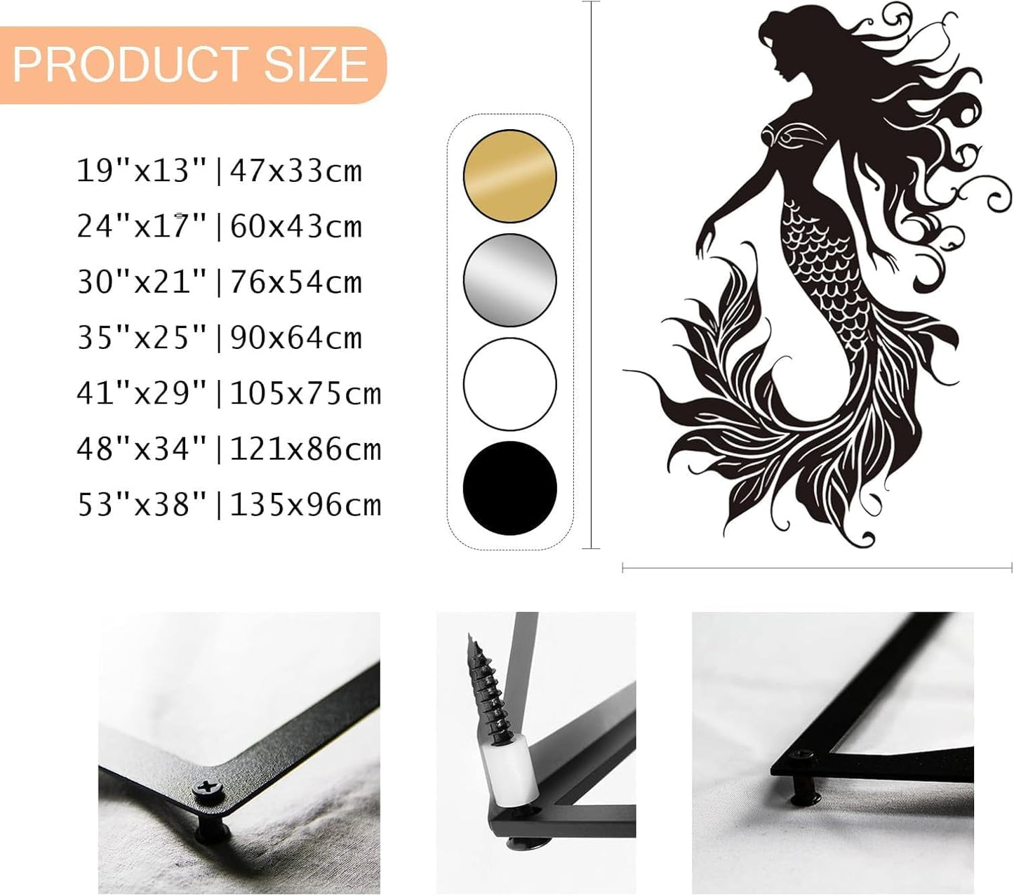 Veplsur Mermaid Metal Wall Art, Metal Mermaid Wall Decor, Marine Biology Wall Decor, Ocean Wall
