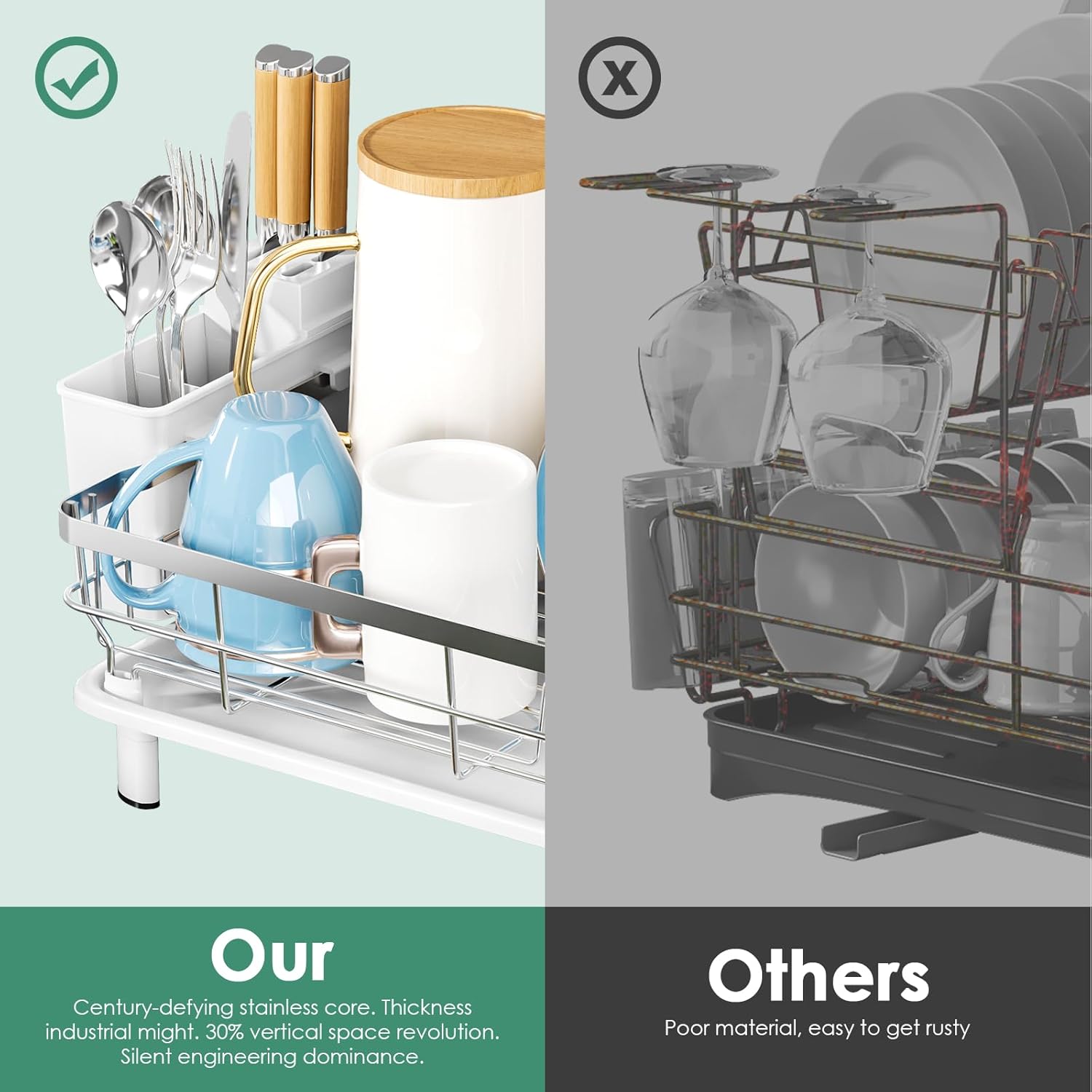 MOUKABAL Dish Drying Rack - Stainless Steel Dish Rack, Dish Racks for Kitchen Counter, Drying Rack