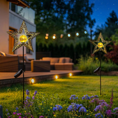 TAKE ME Star Solar Lights Garden Outdoor Decor Waterproof Metal Solar Stakes Lights for Patio Yard