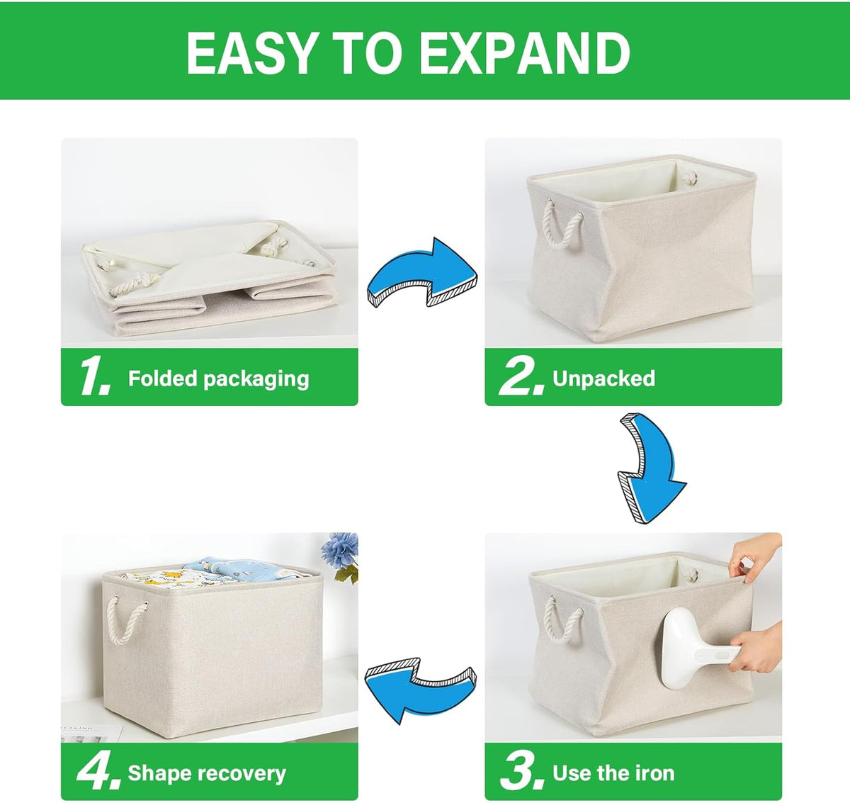 Bidtakay Large Storage Baskets for Shelves 3 Pack Fabric Storage Bins for Organizing Linen