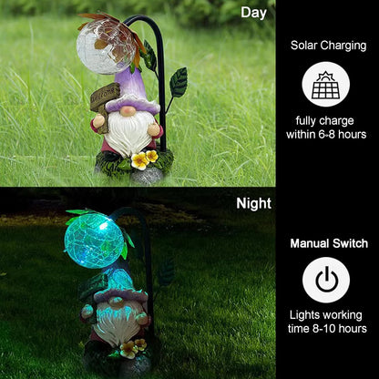 Garden Gnomes Outdoor Statue with Solar Lights Welcome Gnome Home Garden Decor Mom Gifts for Yard