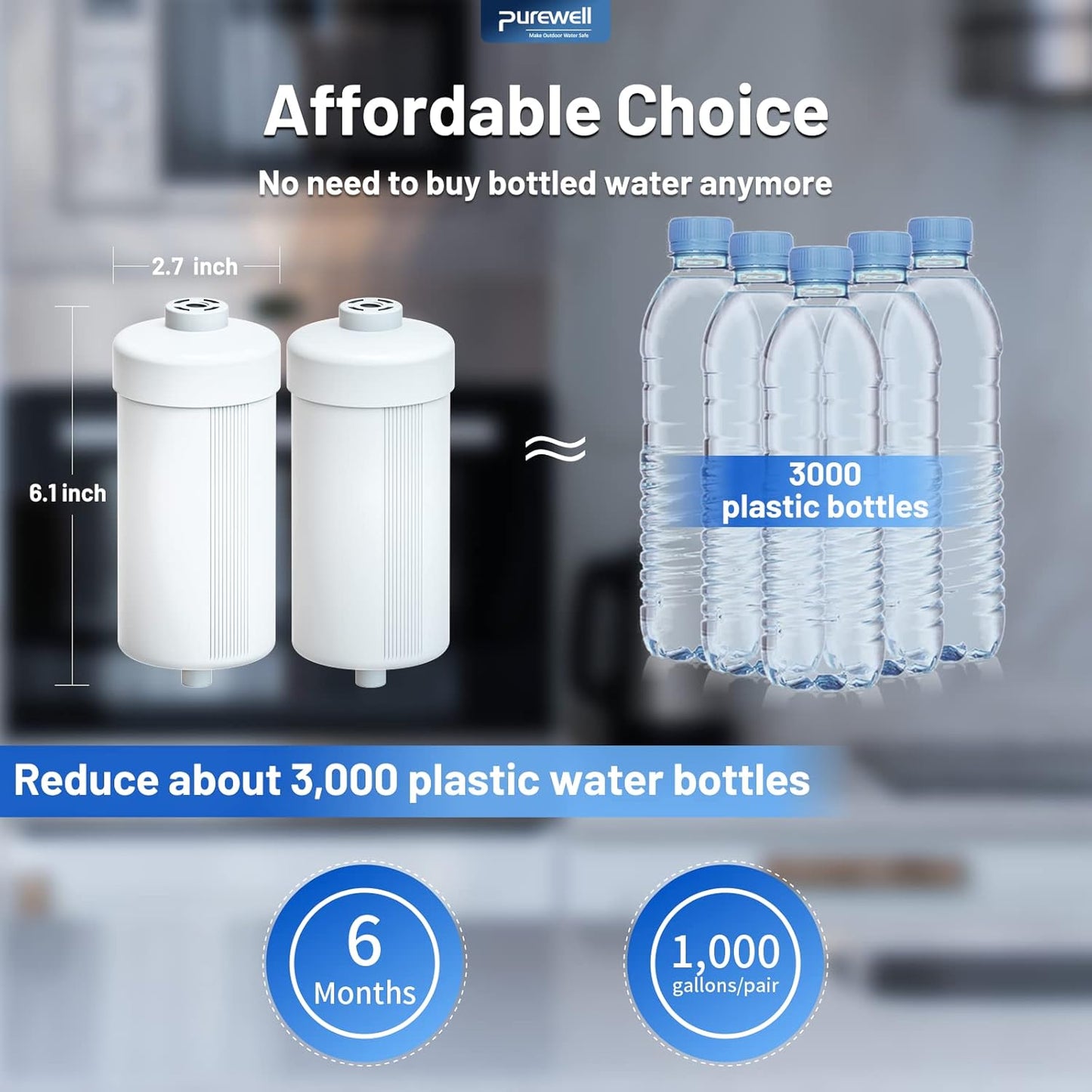 Purewell FL-2 White 5-Stage Fluoride Purification Elements, Replacement for Berkey® PF-2® Fluoride