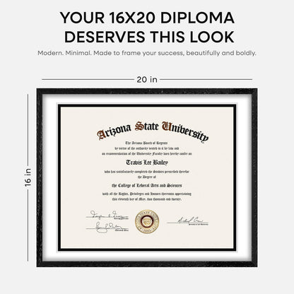 Homeforia 16x20 Diploma Black Wood Frame, High End Oak 16 x 20 Certificate Frames with Mat 14 x 17