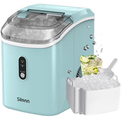 Nugget Ice Maker Countertop, Silonn Chewable Pellet Ice Machine with Self Cleaning Function, Pebble