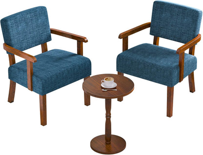 Accent Chair Set of 2 with Table, Living Room Chairs with Soft Seat and Armrests for Living Room