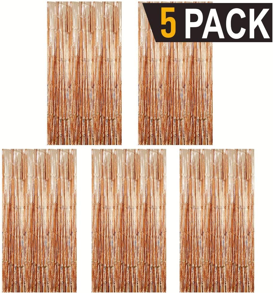 GOER 3.2 ft x 8.2 ft Metallic Tinsel Foil Fringe Curtains Party Photo Backdrop Party Streamers for