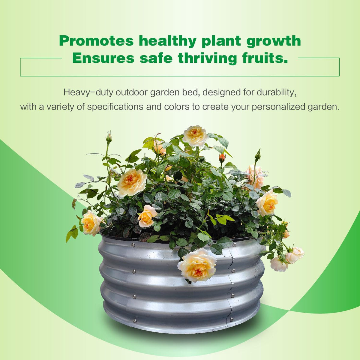 GARDMAX 2x2x1FT Galvanized Round Raised Garden Bed Kit, Metal Planter Boxes Outdoor with Easy