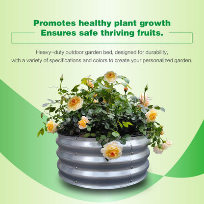 GARDMAX 2x2x1FT Galvanized Round Raised Garden Bed Kit, Metal Planter Boxes Outdoor with Easy