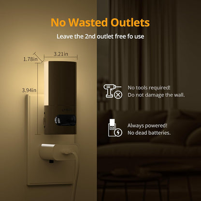 Lyridz Plug-in LED Rotatable Night Light with Motion Sensor, Dimmable Backlit Nightlight with