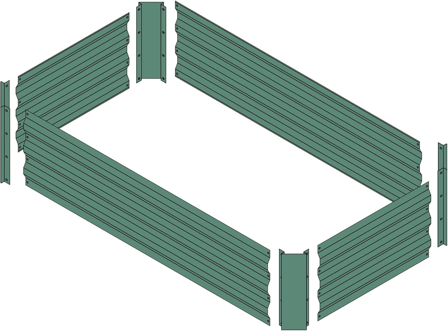 4x2x1ft Metal Raised Garden Bed Kit，Galvanized Garden Bed Box for Vegetables, Flowers, Herbs, and