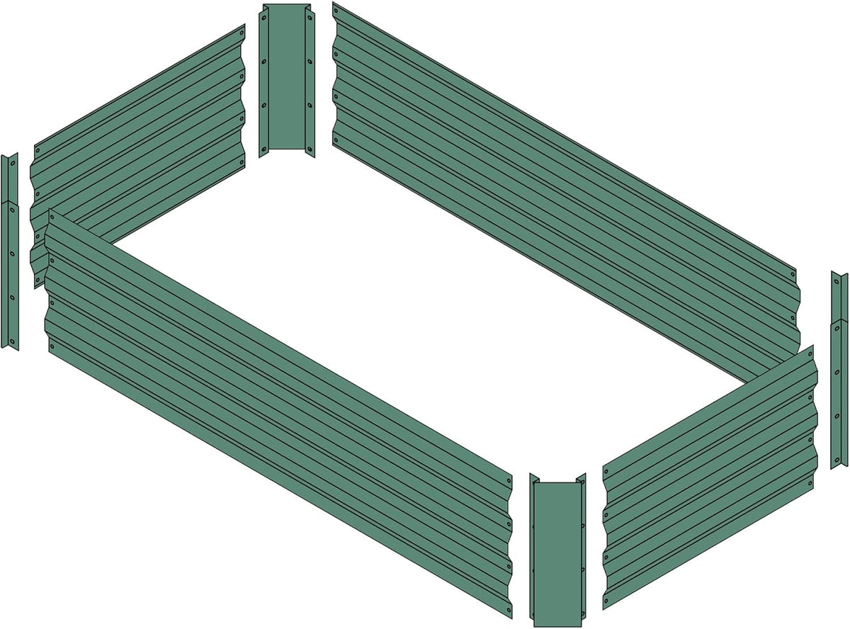 4x2x1ft Metal Raised Garden Bed Kit，Galvanized Garden Bed Box for Vegetables, Flowers, Herbs, and