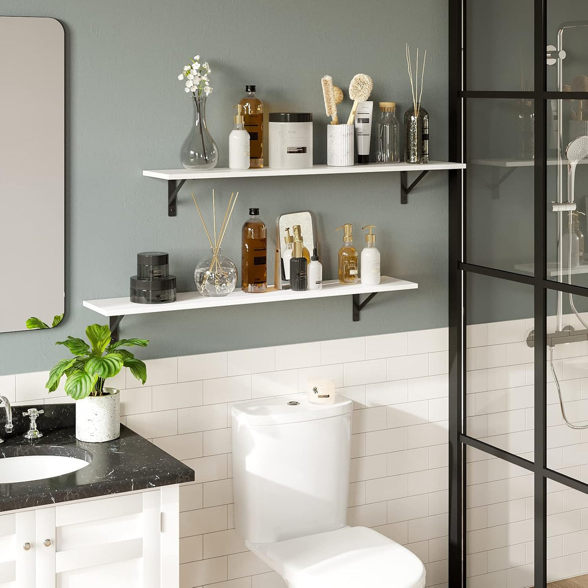 DINZI LVJ Long Wall Shelves, 39.4Inch Wall Mounted Shelves Set of 2, Easy-to-Install, Wall Storage