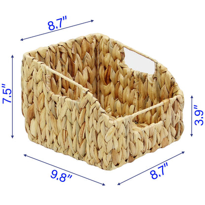 Casaphoria Square Irregular Hyacinth Storage Baskets Natural Hand Woven Water Hyacinth Basket