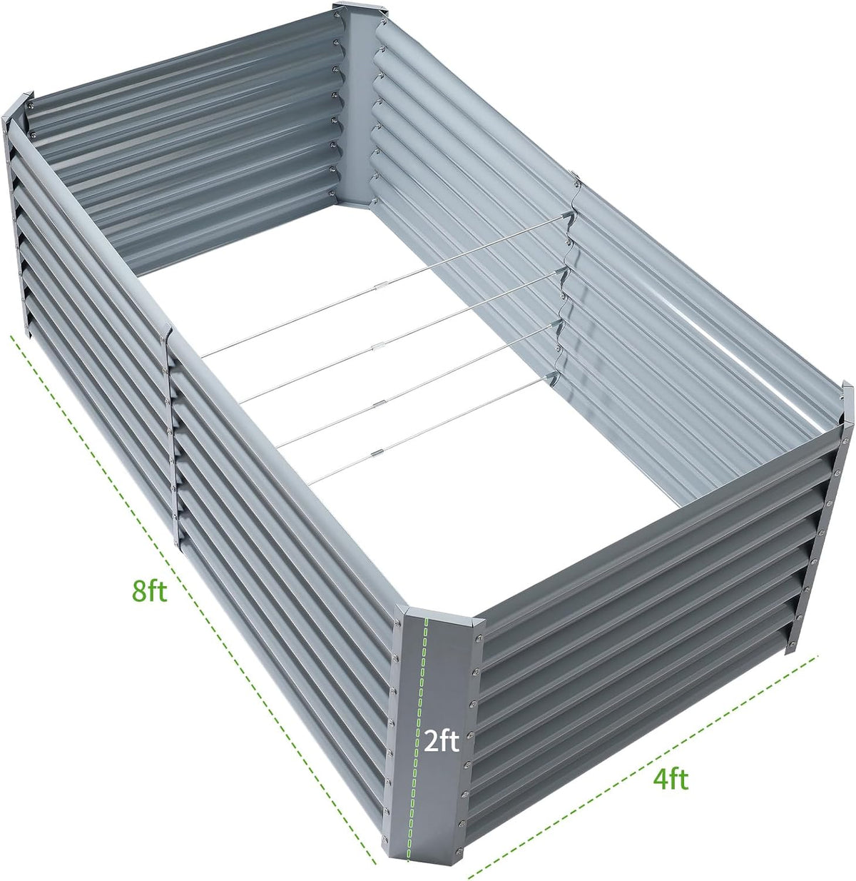 Land Guard 8×4×2ft Galvanized Raised Garden Bed, Planter Boxes Outdoor, Raised Garden Beds Outdoor