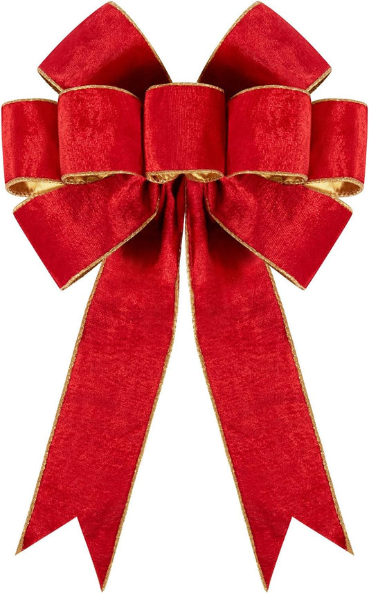 1Pack Large Christmas Bows Velvet Red Bows Holiday Red Christmas Bows Decorations for Wreath Velvet