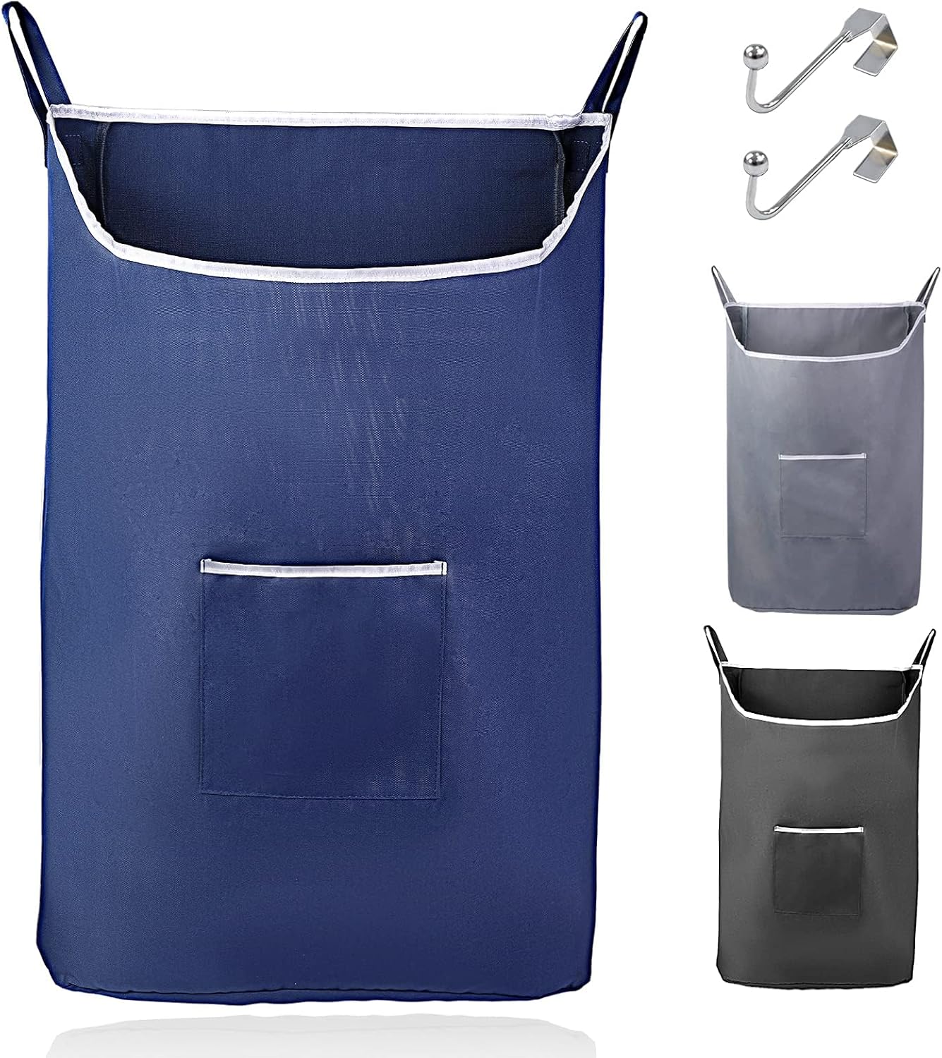 Fine Living Co. Large Hanging Laundry Hamper with Over Door Hooks & Adhesive, Durable Space Saving