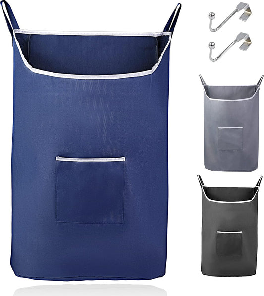 Fine Living Co. Large Hanging Laundry Hamper with Over Door Hooks & Adhesive, Durable Space Saving