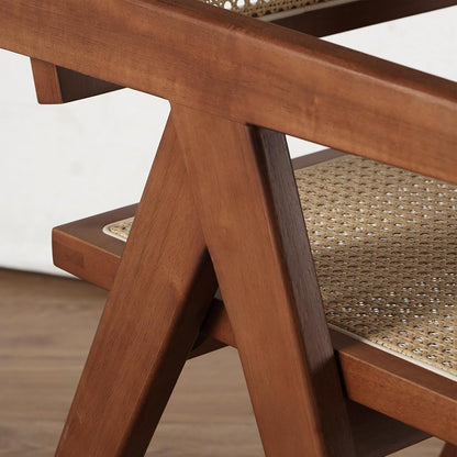 Rattan Accent Chairs Set of 2, Mid Century Modern Dining Armchairs With Cane Back, for Kitchen