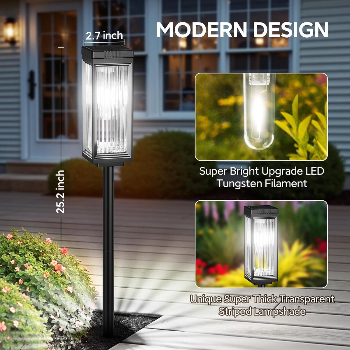 Solar Pathway Lights Outdoor, 8 Pack Upgraded Solar Lights Outdoor Waterproof, Bright Up to 15 Hrs