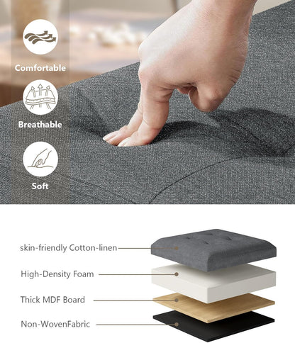 Storage Ottoman Bench, Folding Ottoman Foot Rest, 15 x 43 x 15 Inches, End of Bed Bench, Storage