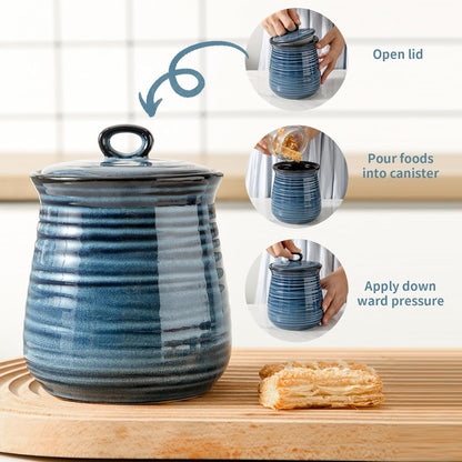 Hasense Ceramic Food Storage Jar with Airtight Seal Lid, 35 Ounce Kitchen Canister Container for