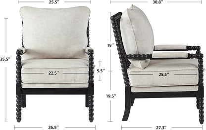 DUHOME Linen Fabric Spindle Accent Chairs Set of 2,Bobbin Chair with High Resilience Spring Cushion