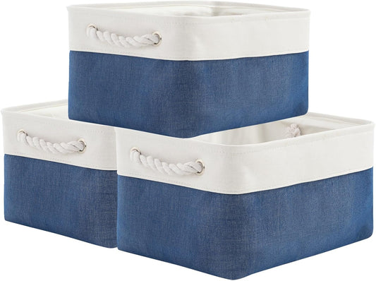 TheWarmHome Storage Basket for Organizing - Medium 3 Pack 14x10x7 inch Fabric Storage Cubes for