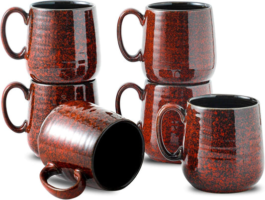 Hasense Coffee Mugs 8 oz, Ceramic Small Espresso Cups Set of 6, Mini Cups with Handle for Coffee