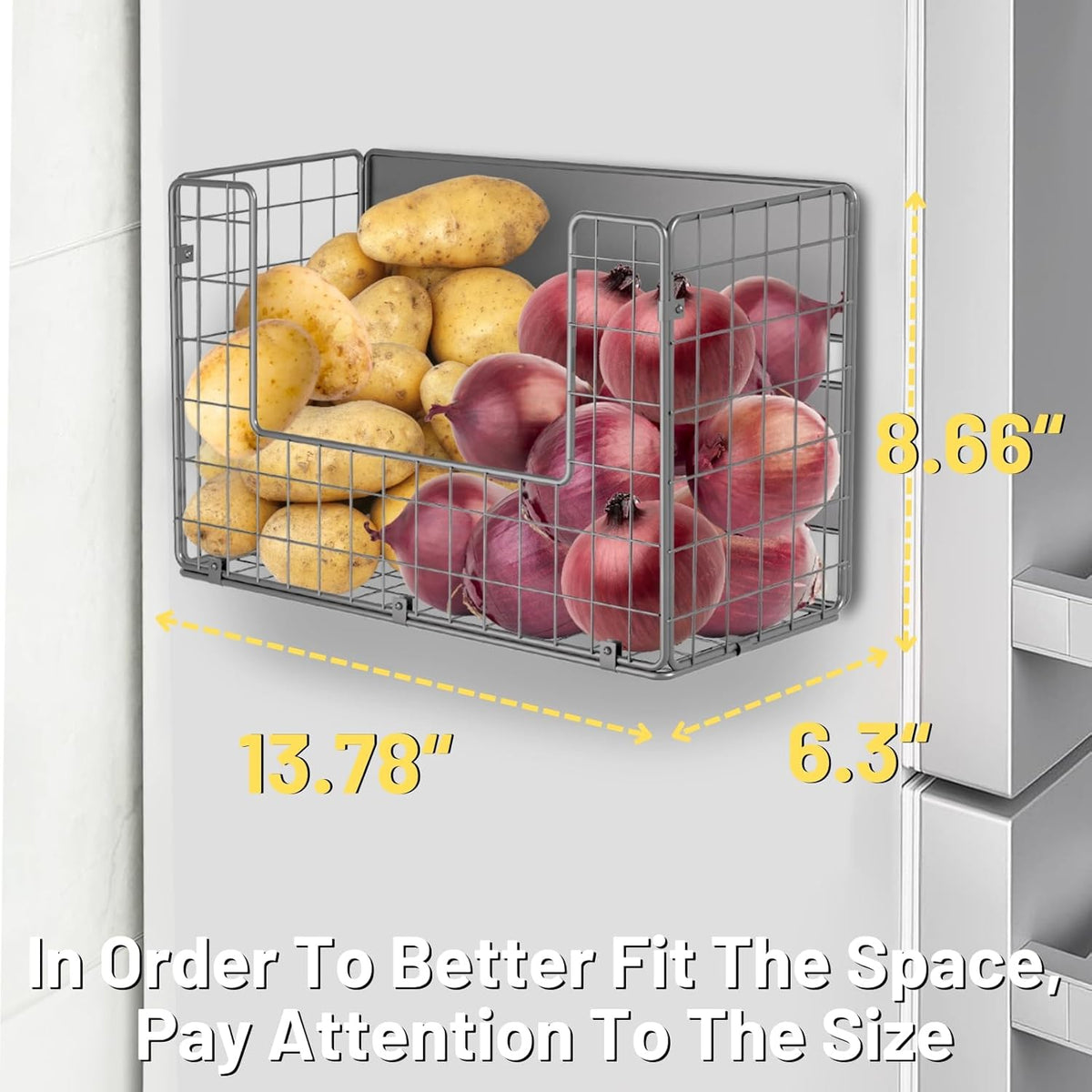 Magnetic Shelf for Fridge, Fruit Potato & Onion Storage Bins, Pantry Organizers & Storage, Large