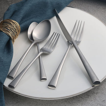 Alata Bailey 20-Piece Forged Stainless Steel Flatware Set Cutlery Set,Service for 4,Matte Satin