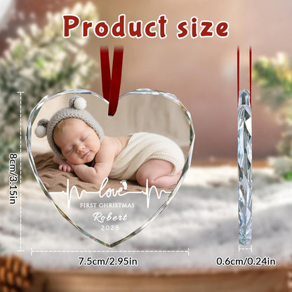 Custom Christmas Ornament Glass-Personalized Christmas Ornaments with Photo/Name/Date/Text,Wedding