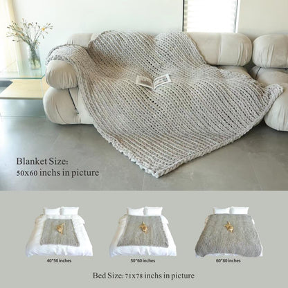Maetoow Tighter Version Chenille Chunky Knit Blanket Throw 50×60 Inch, Handmade Warm & Cozy Blanket