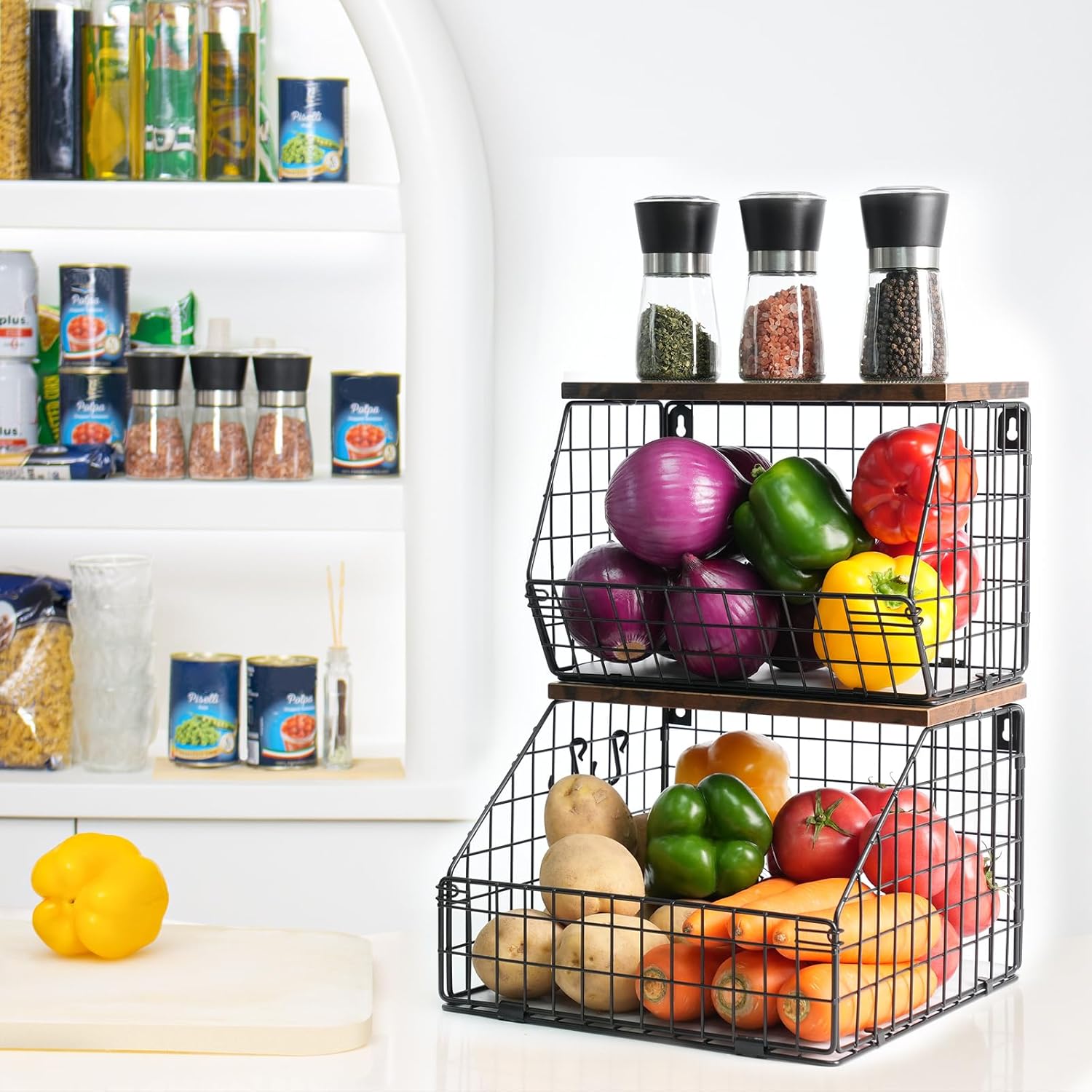 Fruit Basket, Stackable Wall Mounted Fruit Baskets, Potato Baskets Onion Storage for Kitchen