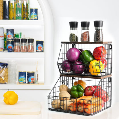 Fruit Basket, Stackable Wall Mounted Fruit Baskets, Potato Baskets Onion Storage for Kitchen