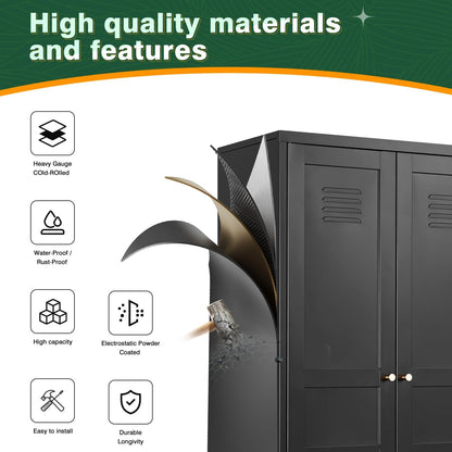 Letaya Black Storage Cabinet with Feets-Metal Home Kitchen Pantry Cabinets with Doors and