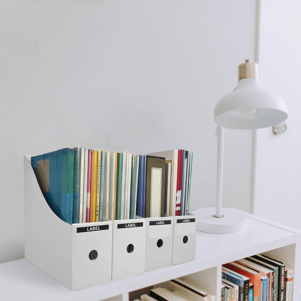 24 Pack White Cardboard Magazine File Holder for Desk, Shelves, Office or Home, Vertical Book Bins