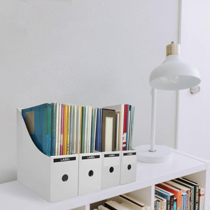 24 Pack White Cardboard Magazine File Holder for Desk, Shelves, Office or Home, Vertical Book Bins