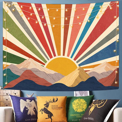 Aipon Sun Tapestry Boho Mountain Abstract Wall Hanging Tapestries Small Sunrise Sunset Western