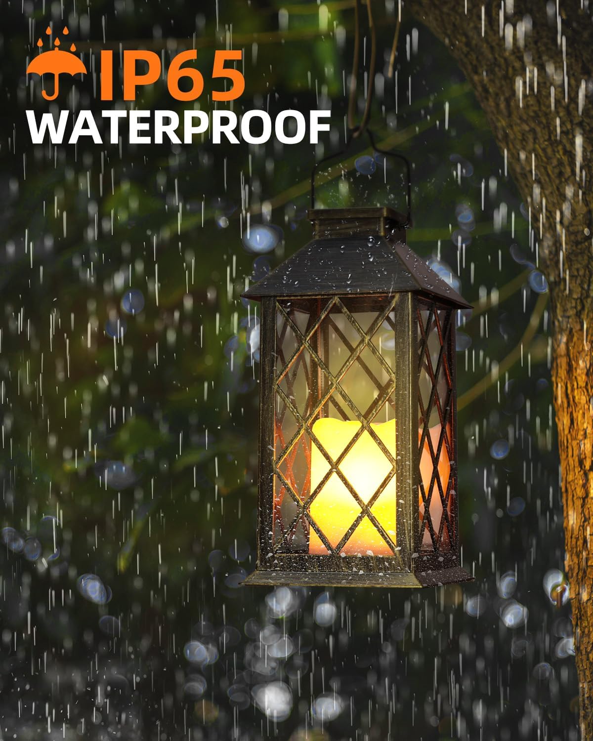 Otdair Solar Lanterns Outdoor Waterproof, 2 Pack 14" Solar Lantern with Glass Retro LED Flickering