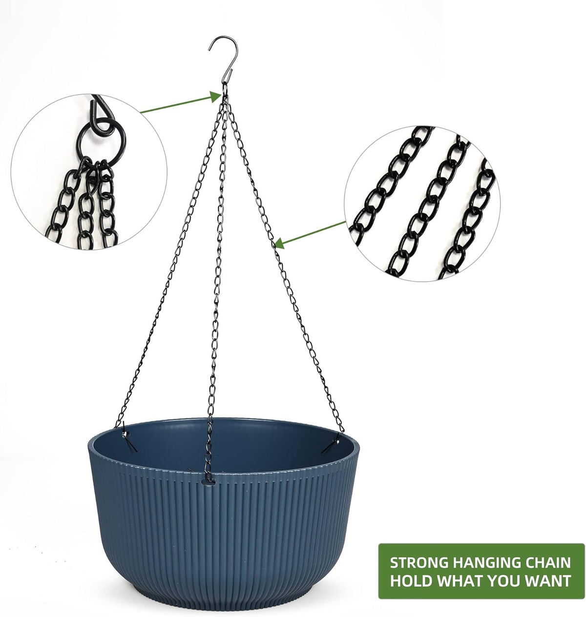 Dexceder 11.2 Inch Self Watering Hanging Planters Indoor Outdoor, Thickened Hanging Basket Flower