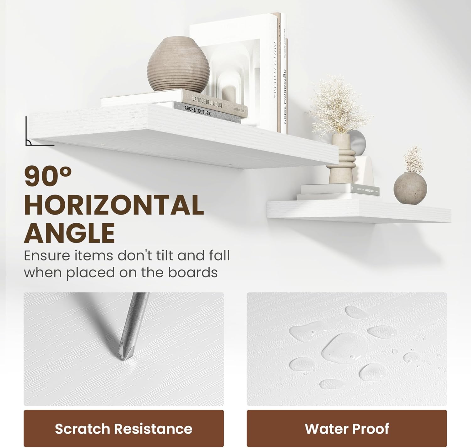 24 Inch Floating Shelves, 12 Inch Deep Floating Shelves for Wall, Floating Shelf with Invisible