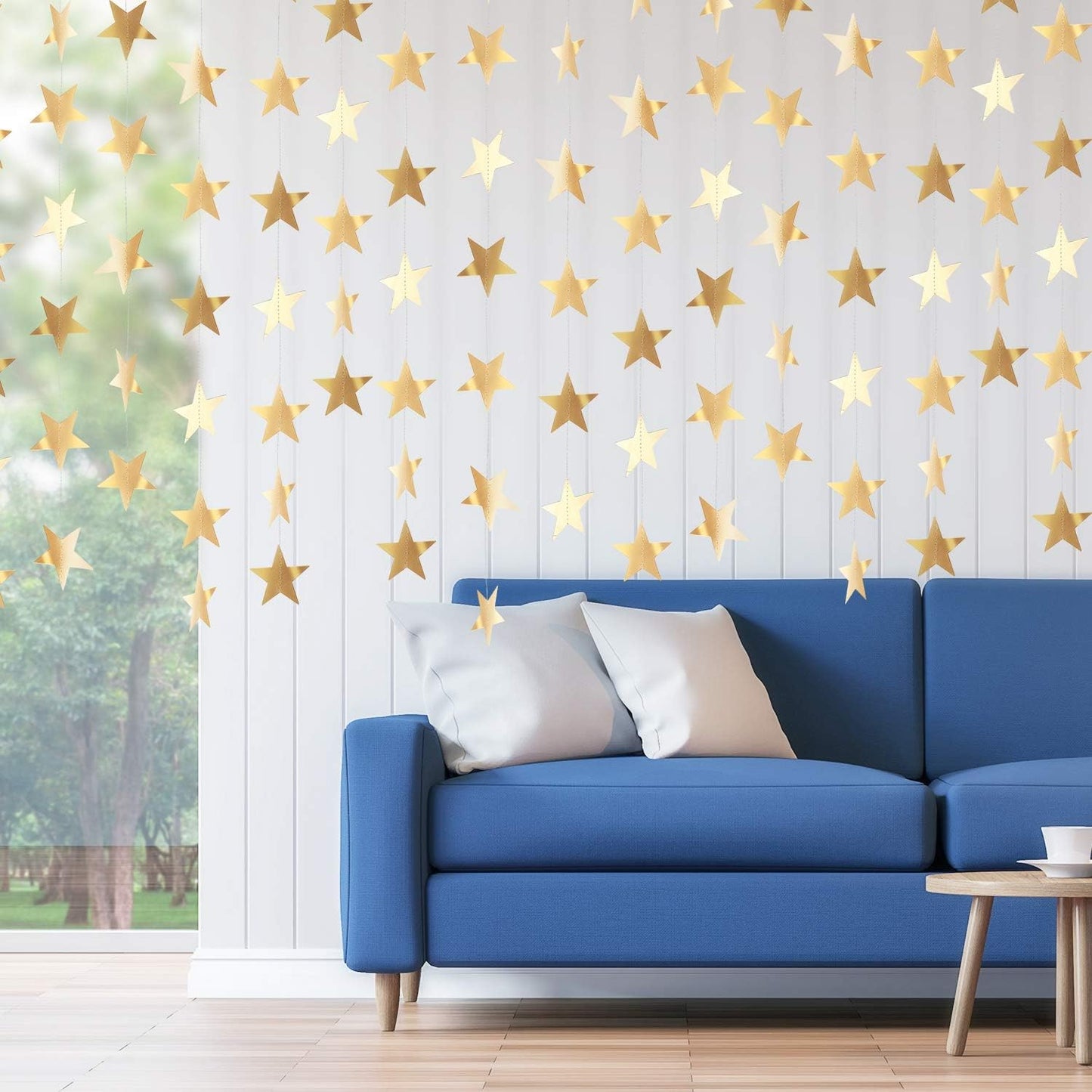 Patelai Glitter Star Garland Banner Decor 130 Feet Star Hanging Bunting Banner Twinkle Backdrop for